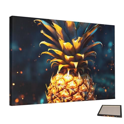 Peinture esthétique ananas vacillant sur toile de coton pour décoration murale raffinée