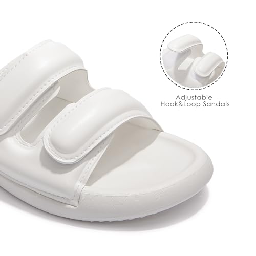 Colgo Womens Slide Sandals Double Hook&Loop Adjustable Strap Flat Sandals Comfortable Slip-on Summer Slides3