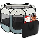 Siedihit Dog Cat Playpen, Puppy Pet Playpen Indoor for Small Dog Crate Tent Cage Outdoor, Portable Pop Up Dogs Enclosure Kennel with Carrying Case for Dogs/Cats/Rabbits(Grey, Small
