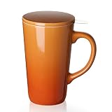 DOWAN Tea Cups with Infuser and Lid, 17 Ounces Large Tea infuser Mug, Tea Strainer Cup with Tea Bag