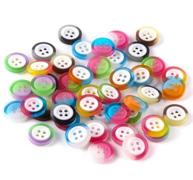 12.5mm Resin Rainbow Candy Color Two-color Contrast Color 4-hole Button Doll Baby DIY Sewing Children Sweater Shirt Button - (Color: random mix 100pcs, Size: 12.5mm)