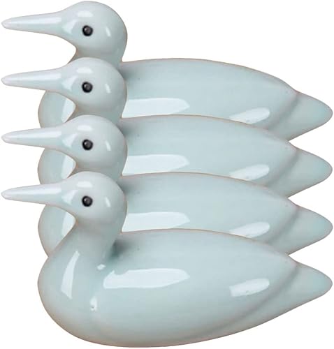 Kichvoe 4 palillos soporte para cucharas de cena soporte para tenedor palillos utensilios cubertería figura de pato verde claro