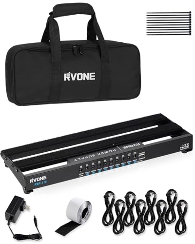 RVONE Guitar Pedal Board with Power Supply, 10 Isolated Outputs Aluminum Alloy Portable Board with...