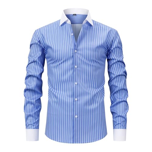 Men's French Cuff Dress Shirt - Striped Long Sleeve