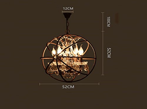 Lustre cage à oiseaux en cristal E14 à 6 têtes - Luminaire rétro 52cm