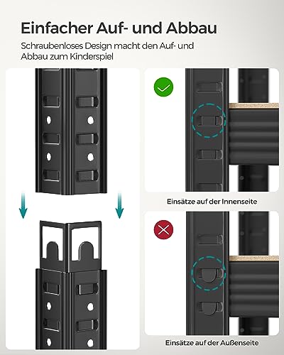 SONGMICS Schwerlastregal, 2er Set, Kellerregal, Lagerregal, 40 x 90 x 180 cm, Regal mit Stahlgestell, jeweils bis 875 kg belastbar, 5 verstellbare Ablagen, schwarz GLR040B02