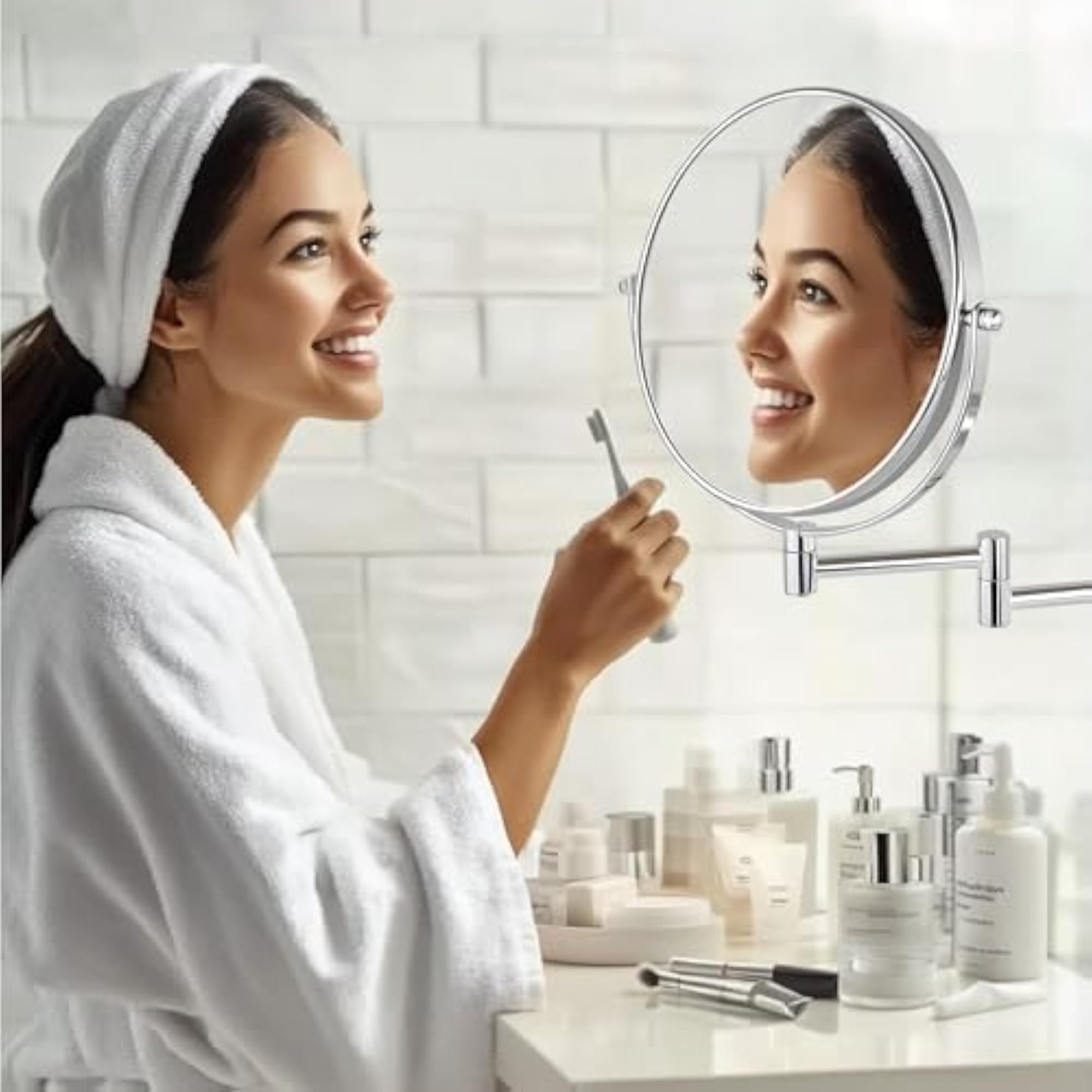 8" Wall Mounted Makeup Mirror, Double Sided