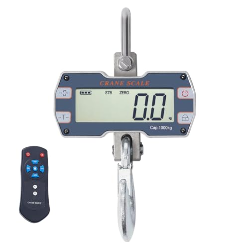 Digital Crane Scale 1000kg/2200lb,Digital Hanging Scale with Remote,Industrial Heavy Duty Crane Scale for Farm,Livestock,Construction Site,Hunting,Market,Fishing (Silver)