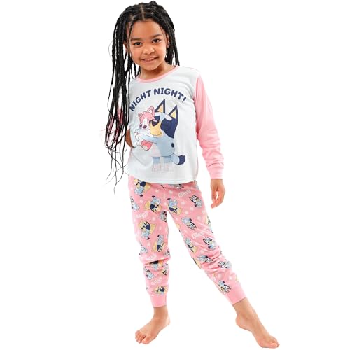 Bluey Girls Long Sleeve Pajama Set, Sleepwear Pajamas For Kids - Gifts For Girls (3-4 Years, Pink/White)2