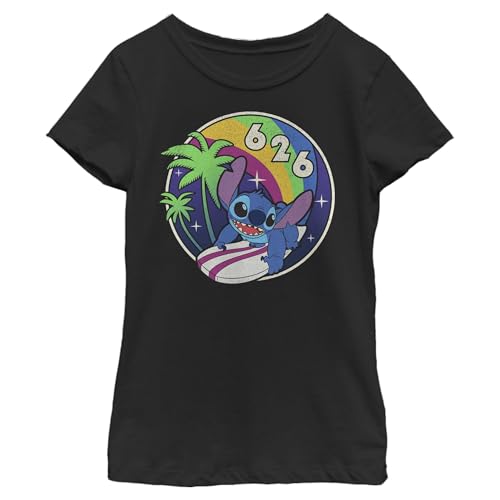 T-shirt Stitch fille Disney Retro Rainbow vêtement manches courtes