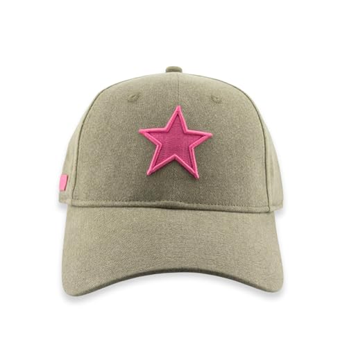 Trucker Hat Women – Vintage Pre-Washed Olive Green with Pink