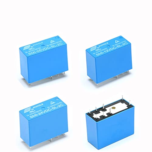 Relais de puissance SMI 5V 12V 24V 5A à 8 broches pour circuits imprimés - Lot de 50 pièces