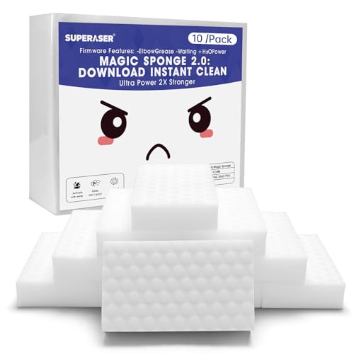SUPERASER Magic Sponge 10 Pack Textured Quick Series, Effortlessly Erase