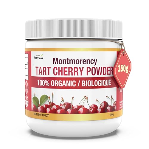 100% Organic Tart Cherry Powder 150g – Made in Canada from Montmorency Tart Cherry Sourced from the USA | Healthier Than Tart Cherry Juice | Natural Source of Antioxidants | Herba