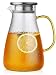Produktbild Karaffe, 2 Liter Wasserkaraffe, Hitzebeständiger Glaskaraffe mit Edelstahldeckel Deckel, Wasserkrug für hausgemachte Getränke, Eistee, Milch, Kaffee, Wein