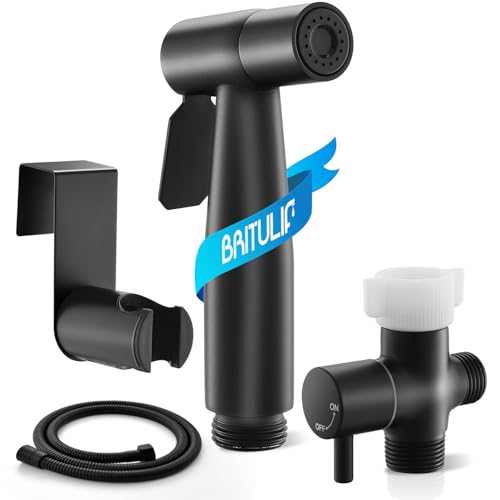 Image of BRITULIF Bidet Sprayer for Toilet, Adjustable Pressure, Matte Black | Leak-Free Hose, Tank or Wall Mount, Feminine Wash, Cloth Diaper Rinse, Stainless Steel Body, Nozzle, Soft Silicone Nozzle