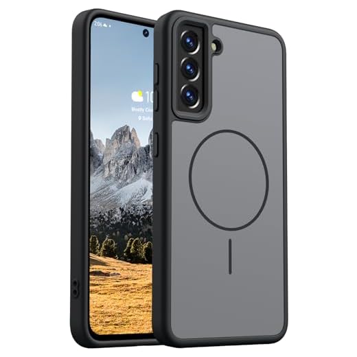 Rayboen for Magnetic Samsung Galaxy S21 Plus Case, [Compatible with Magsafe] Frosted Skin-Feel Solid Dual-Tone Panel with Soft Edge, Protective Slim Fit Phone Cover for S21+ Plus 5G, Matte Black