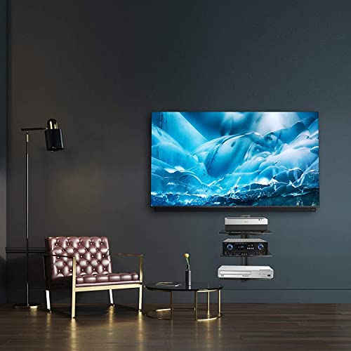 Suptek Dvd Floating Shelf, Glass Tv Wall Mount With Shelf For Dvd Player / Ps4 / Cable Boxes/Game Consoles/Sky Box/Tv Accessories, Media Shelf, Flat Black Wall Mount Bracket, Av Shelf, 3 Tiers Cs303 #TOP1