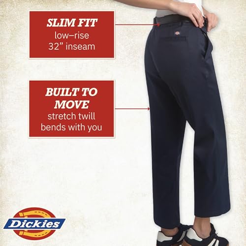 Dickies Women's Original 774 Work Pants – Low Rise Slim Fit Stretch Business Casual & Utility Pants, Dark Navy V1, 24 Regular - image 5
