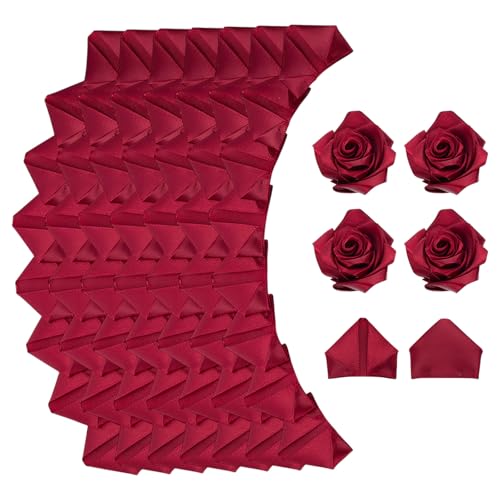 ORIGACH 500 Pcs Premade Satin Ribbon Rose Petals Half - Finished Eternal Rose Everlasting Floral DIY Flowers Bouquets for Romantic Night Wedding Birthday, Red