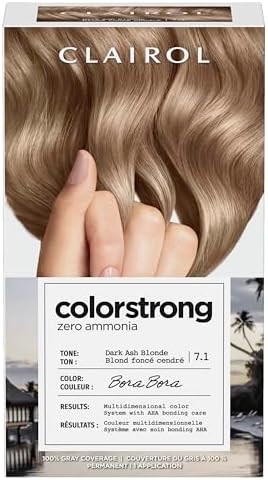 Clairol ColorStrong Permanent Zero Ammonia Hair Dye, 7.1 Dark Ash Blonde - Bora Bora Hair Color, Pack of 1