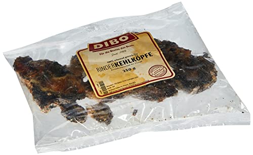 DIBO Rinderkehlköpfe, geschnitten, 250g-Beutel, der kleine Naturkau-Snack oder Leckerli für Zwischendurch, Hundefutter, Qualitätskauartikel ohne Chemie (Packung mit 4)