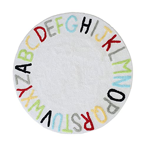 Image of Round ABC Kids Carpet Children Educational Learn Fun Rug, Hand Woven Alphabet Baby Crawling Mat, Activity Centerpiece Play Mat - Ideal Gift for Boys Girls Bedroom Play/Game Room, Colorful