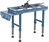Bahnlänge 1000 mm Rollenbreite 360 mm Rollendurchmesser 60 mm Höhenverstellung 620 - 1055 mm Belastbarkeit, max. 500 kg Standrohrdurchmesser 50 mm Gewicht ca. 42 kg