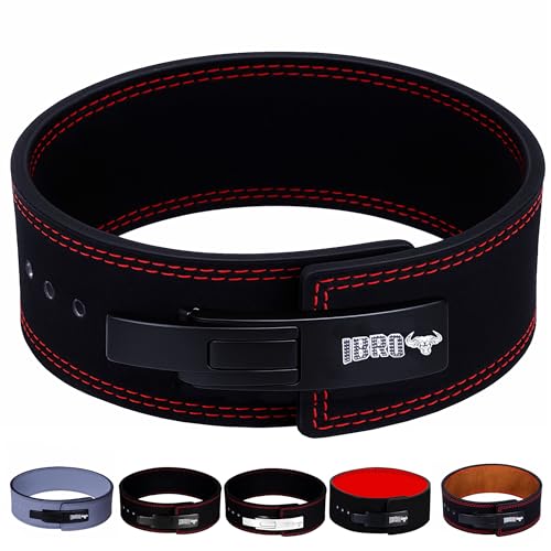 IBRO Powerlifting Lever Gym Belt – Power 10MM Extreme Heavy Duty Genuine Leather Belts - Squats Deadlifts Bodybuilding Weight Lifting IPF Power Lifting Strongman for Men AllBlack L
