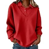 Pullover Damen Sweatshirt Herbst Quarter Oversized Rundhals Ohne Kapuze