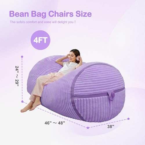 Image of 4FT Bean Bag Chair 4'Big Bean Bag Chairs with Adults, Large Beanbag Chair