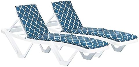 Harbour Housewares 2x Navy Moroccan 180cm x 50cm Sun Lounger Cushions - Replacement Outdoor Garden Patio Sunbed Chair Pad - Master Range Cushion Only