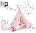 Produktbild Golden Kids Kinder Spielzelt Teepee Tipi Set für Kinder drinnen draußen Spielzeug Zelt Indianer Indianertipi Tipi mit & ohne Zubehör (mit Zubehör, Kleine Königin)