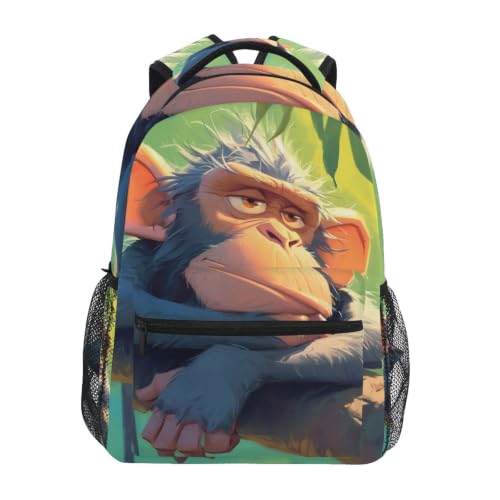 Sac à dos école au motif de singe coloré original et ludique pour enfant