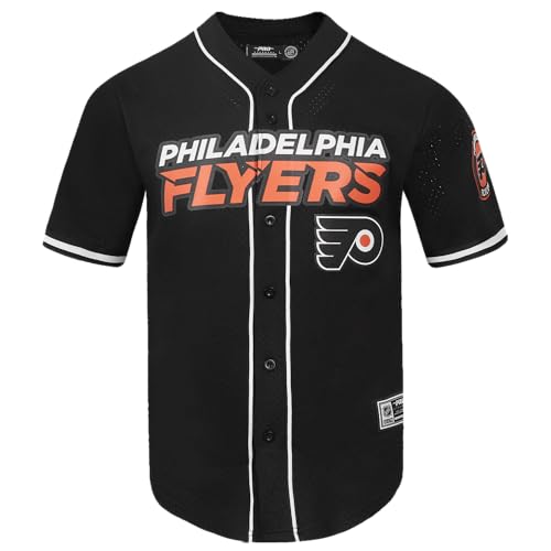 Pro Standard Mens NHL Philadelphia Flyers MESH Button Down MESH TOP Black L