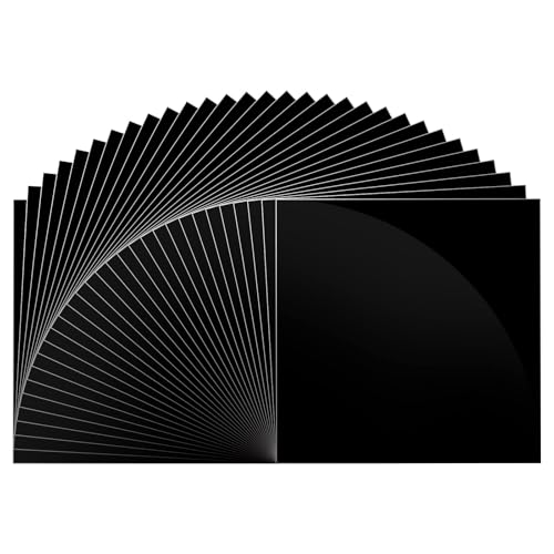 Huaxing Adhesive Vinyl Sheets-Glossy Black Permanent Vinyl 30 Pack, 12” x 12” for Silhouette, Cameo Cutters, Signs, Scrapbooking, Craft Die Cutters