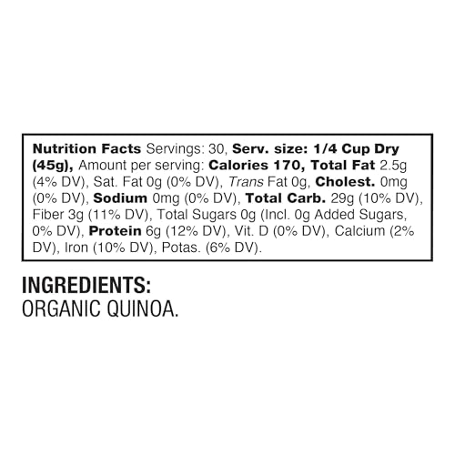 BetterBody Foods Organic Quinoa, Vegan, Gluten Free, Low Glycemic Rice Replacement, 3 Lb