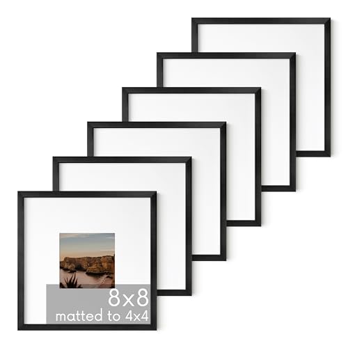 HAUS AND HUES 8x8 Black Metal Picture Frames Matted to