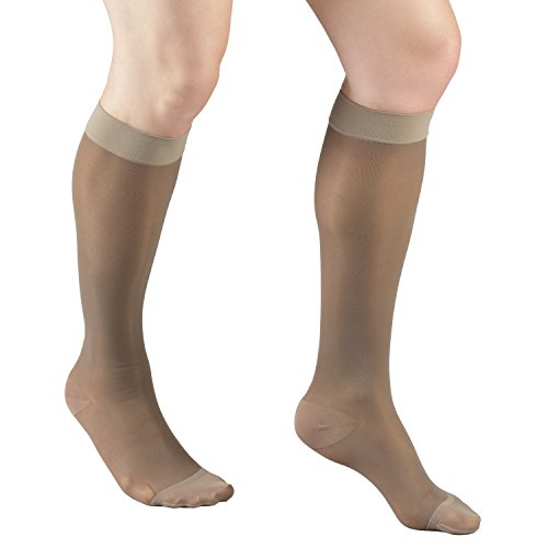 Image of Truform Sheer Compression Stockings, 15-20 mmHg, Women's Knee High Length, 20 Denier, Taupe, Small
