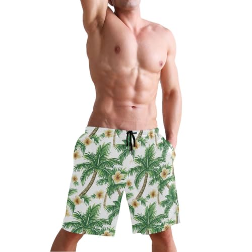 Short de bain bleu pour homme short extensible palmier d'été 22,9 cm - 5