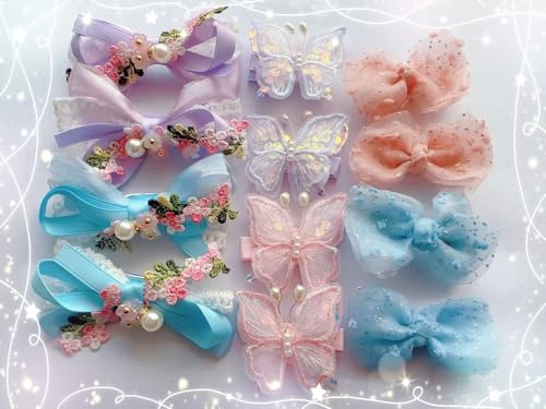 12 Pinzas para cabello de mariposa para niñas