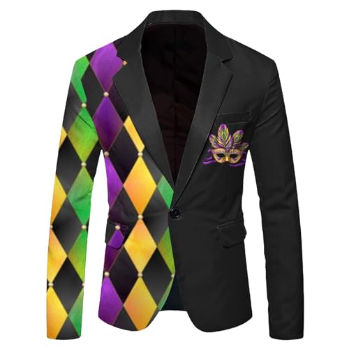 Blazer 3D pour homme slim fluo multicolore imprimé géométrique costume
