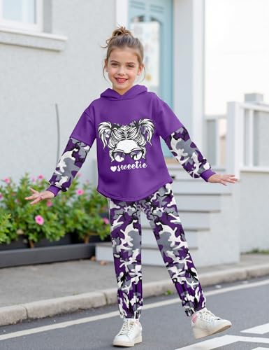 Image of Girls Fall Outfits Sweetie-girl Hoodie and Camo Pants Size 6-16