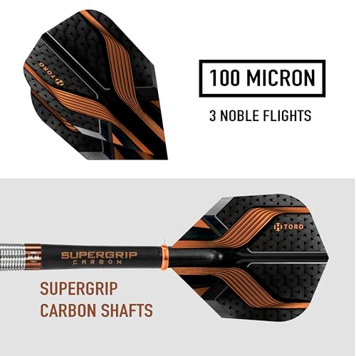 Harrows Toro 90% Tungsten Steel Tip Darts Set 22g, 23g, 24g & 25g - Includes Supergrip Carbon Midi Shafts & new 100 Micron Toro Flights - Image 4