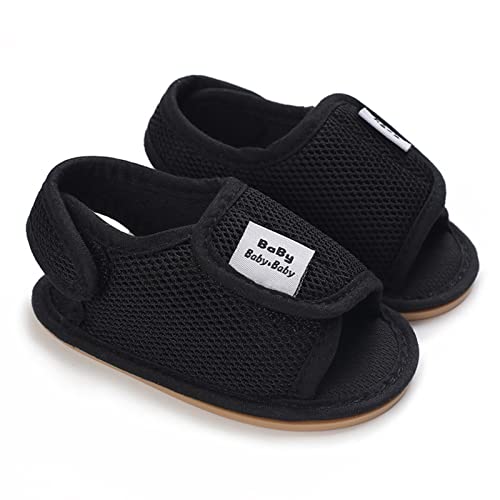 Baby Girls Boys Sandals Infant Toddler Shoes First Walkers Prewalkers Mesh Soft Sole Sneakers Casual (Black, 4 Infant)2