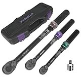 UYECOVE 1/4 3/8 1/2-inch Drive Click Torque Wrench, 4Pcs Torque Wrench Set 20-240 in.lb, 5-45 ft.lb, 20-160 ft.lb，with 1 Adapter，Adjustable Torque Wrench Set for Bike, Motorcycle, Car Maintenance