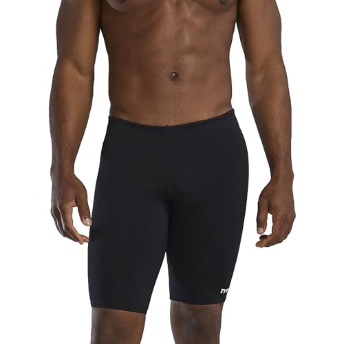 TYR Men's Durafast Elite Solid Jammer Swimsuit, Black, 36