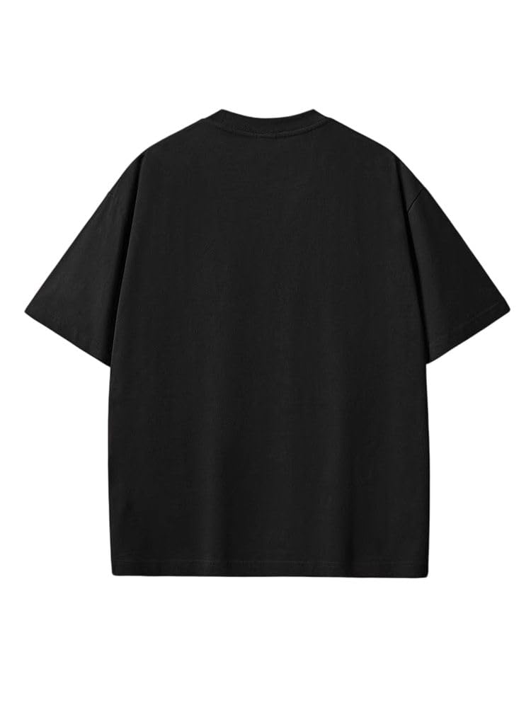 T-shirt girocollo in cotone da uomo con ricamo cinese allentato manica corta casual top
