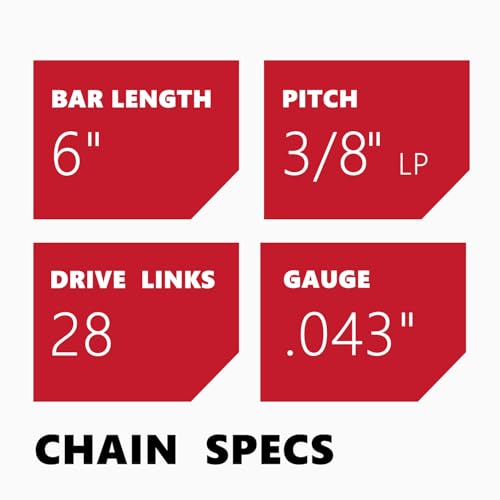 Image of KAKEI 6 Inch Chainsaw Chain 3 /8 inch LP Pitch .043 inch Gauge 28 Drive Links Fits Kobalt KPS1024A-03, Remington RM0612P, Craftsman CMCCSL621D1 (3 Chains) - Semi Chisel
