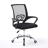 オフィスチェア メッシュ デスクチェア 疲れない パソコン椅子 コンパクト おしゃれ 360度回転 座面昇降 デスク用 事務用 (ブラック)